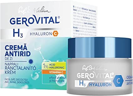 Crema Antiarrugas de DÃa Rica en Ãcido Hialurónico y Vitamina C, con Efecto Hidratante Intenso, Gerovital H3 Hyaluron C
