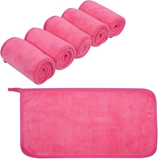 Toallitas Desmaquillantes Microfibra Lavable y Reutilizable Guante Desmaquillante Facial Integrado Toalla Desmaquillante Facial Toalla Cara Makeup Remover Face Cloths 6Piezas Rosa roja
