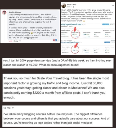 scale your travel blog review student testimonials