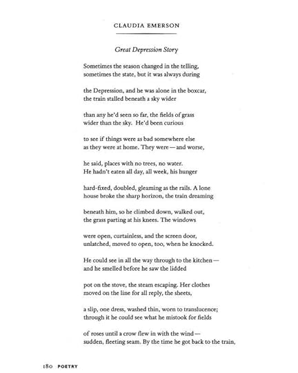 A poem by Claudia Emerson who died far too early
