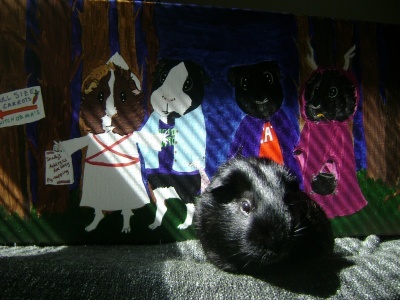 Rachel E Smith guinea pig Salem and painting I Remember Pigoween