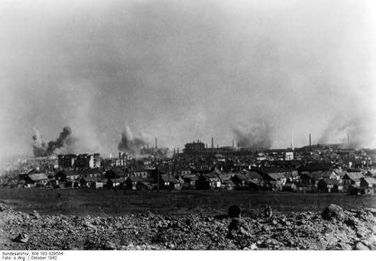 Smoke rising from Stalingrad, Russia, October 1942 (German Federal Archive: Bild 183-B29554)