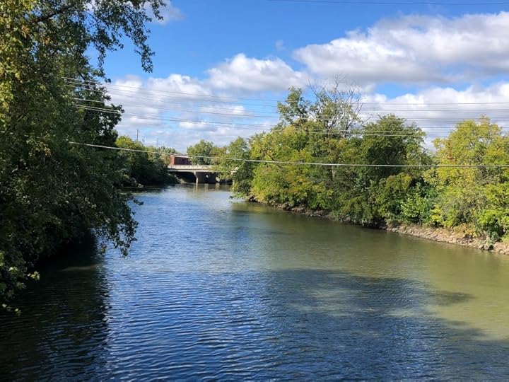 ST MARY'S RIVER, FORT WAYNE, INDIANA RIVERFRONT RIVERWALK EARLY AUTUMN