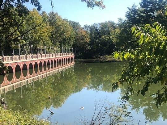 GROUNDS LAKE BRIDGE OF MUNDELEIN SEMINARY ILLINOIS EARLY AUTUMN