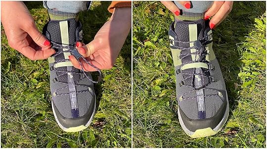 The laces on the Cloutrax On Cloud hiking shoes are unique and very practical