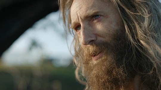 Daniel Weyman's face as the Stranger on The Rings of Power