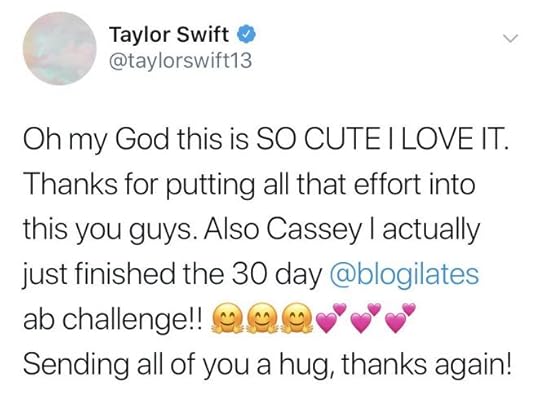 taylor swift tweet about 30 day ab challenge