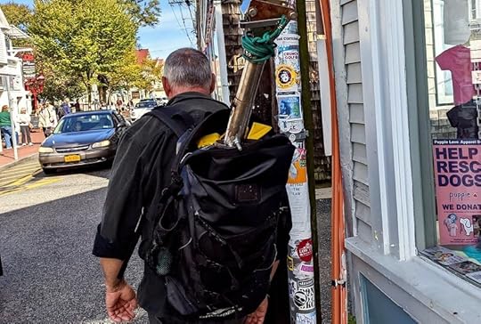 Hauling a repaired Monitor Rudder through P-Town...