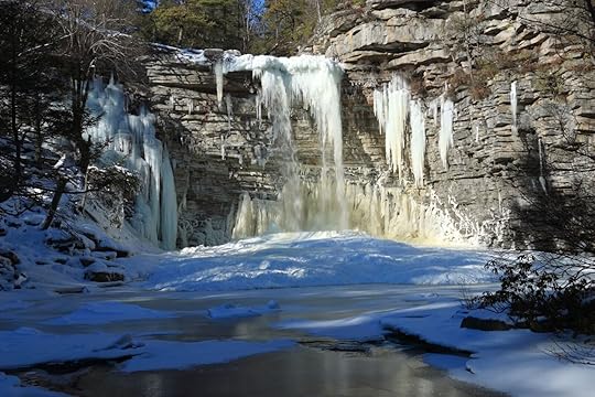 awosta falls in winter