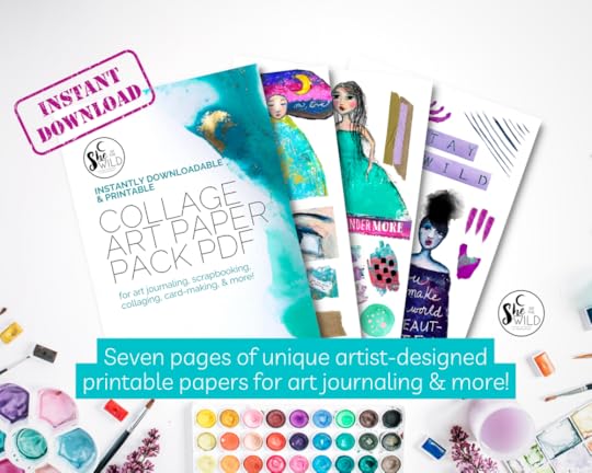 promo image of 4 pages from the collage paper art pack