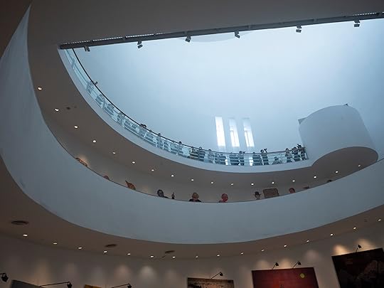 Media queuing up at the top of the gallery to descend on Jan's work. 