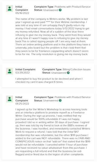 writers work review bbb rating