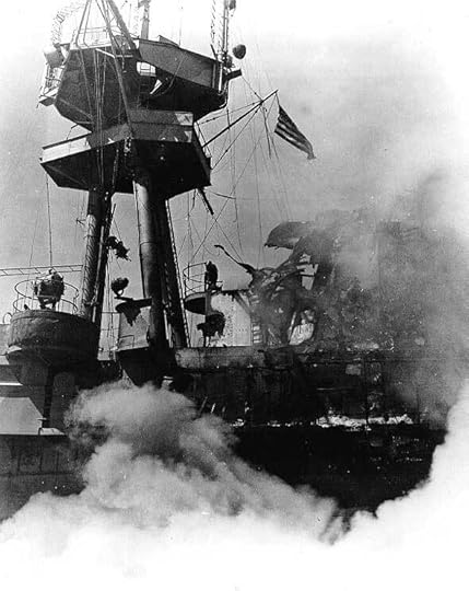 Damage to carrier USS Hornet’s signal bridge, Battle of the Santa Cruz Islands, 26 Oct 1942 (US Navy photo: 80-G-40300)