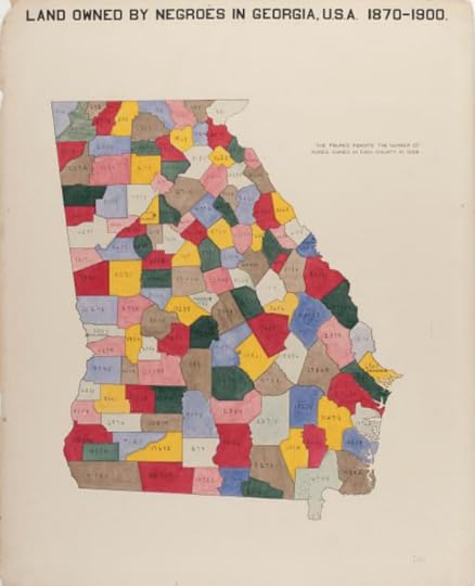 A handmade, color-coced map of Georgia counties, showing counties in red, white, yellow and other primary colors