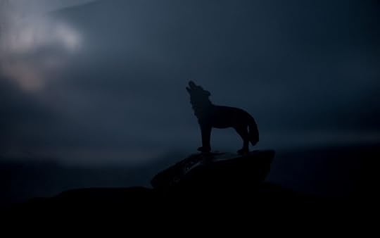 wolf howling at a full moon