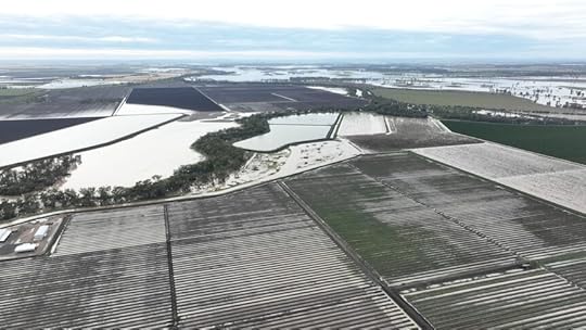 aerial farm flooding shot