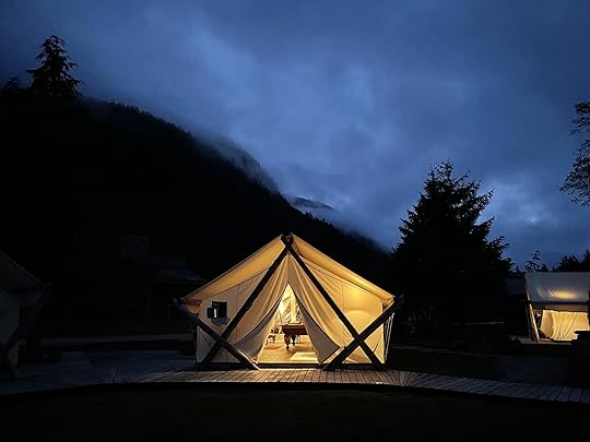 clayoquot wilderness lodge tent at night