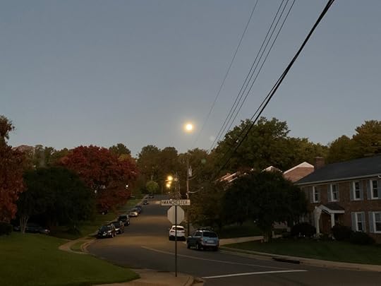 An early morning shot with the moon setting in the west
