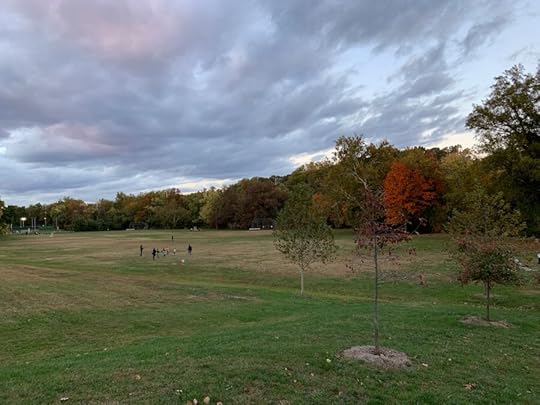 Fall sky over changing colors in the local park