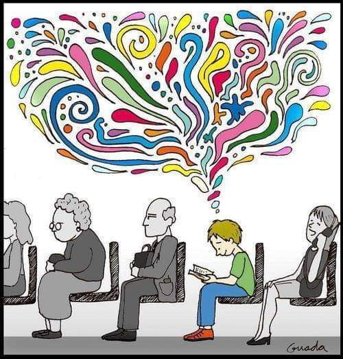 cartoon by artist guada on the magic of reading