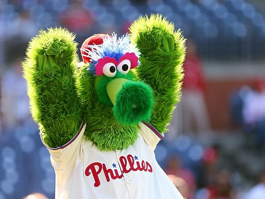 Philly Phanatic cheering for the Fightin' Phils!