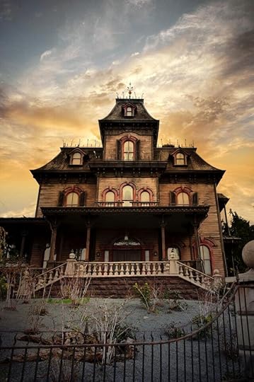 A spooky Victorian house that one can only assume is haunted.