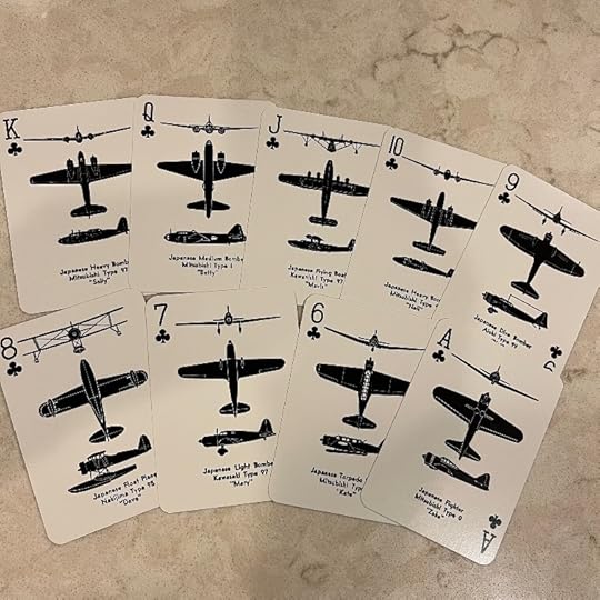 Facsimiles of 1943 US airplane spotter playing cards, showing nicknames for Japanese aircraft (Sarah Sundin collection)