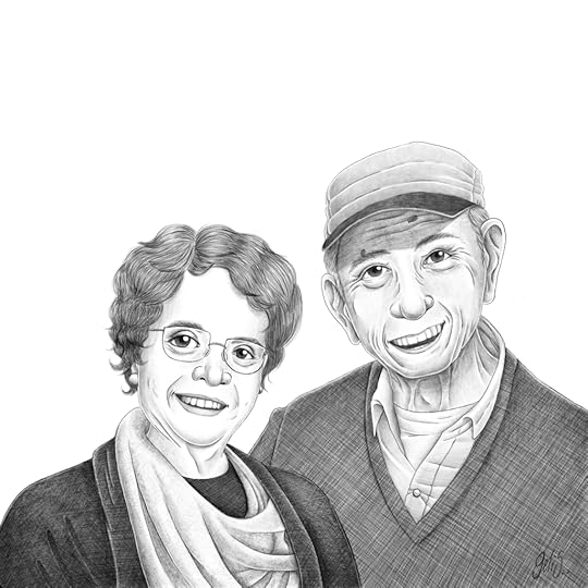Mi abuela tenía cabello corto, lentes grandes de media luna, nariz chata, cabello corto y usaba una mascada. Mi abuelo siempre llevaba una gorra y suéter gris, tenía nariz y orejas grandes y una sonrisa amplia.