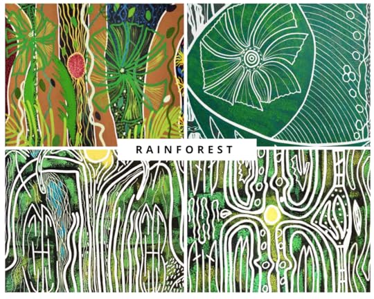 Munganbana Norman Miller Rainforest print collection four panels