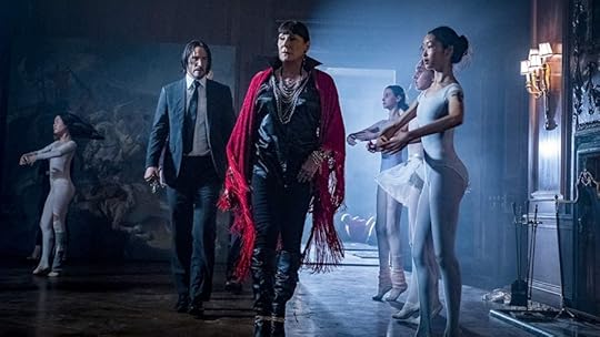 Angelica Huston and Keanue Reeves in John Wick Chapter 3