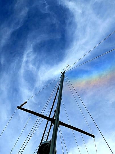 A rainbow overhead