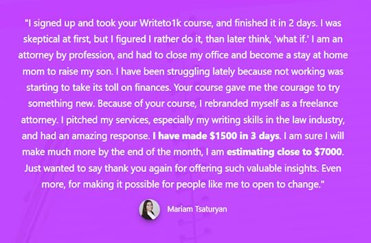 write your way to your first 1k review student results