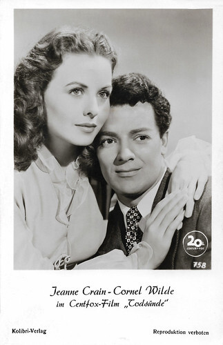 Jeanne Crain and Cornel Wilde in Leave Her to Heaven (1945)