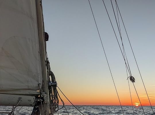 First sunset of a four-day passage