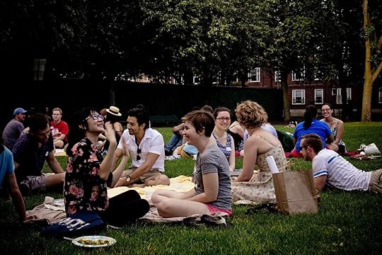 Group talking on grass