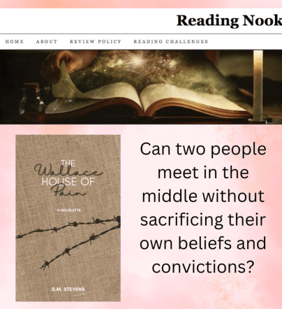 book cover blog masthead pink background