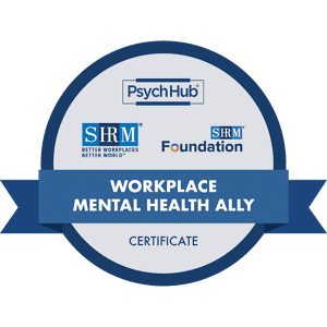 SHRM workplace mental health ally certificate logo