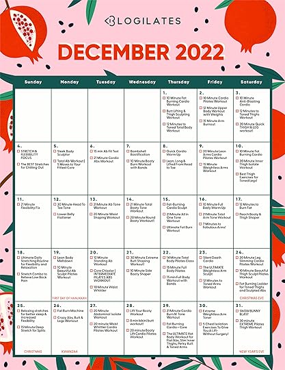blogilates december 2022 workout calendar