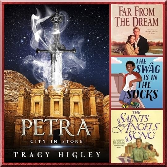 A teaser collage of four books with my Favorite Book Titles