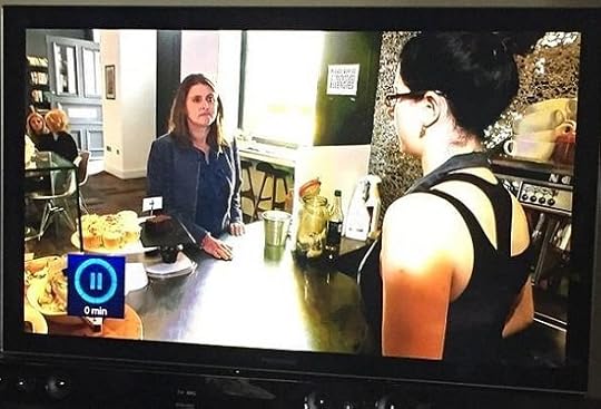 Me looking downright miserable live on ITV news, talking about eating out with allergies at PrintWorks Kitchen