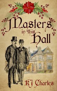 Cover has a sepia look and Victorian-medievalist text, plus flower and greenery garlands in deep reds, greens, gold. two newspaper-sketch style Victorian gentlemen with somewhat shifty expressions in the foreground, an old house in the background. General look of a Victorian illustrated paper or possibly Christmas card.