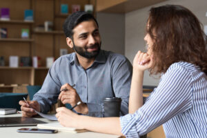 manager and employee talking