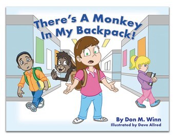 Cover of There's a Monkey in My Backpack! by Don M. Winn, which is a great picture book for making time to read together.