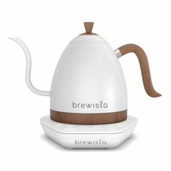 Brewista Artisan Gooseneck waterkoker - wit/hout - Thee.be