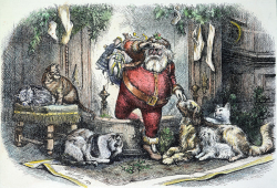 Thomas Nast Santa exits chimney