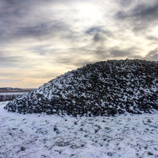 Winter in Scotland: Burial Cairn in the snow