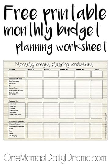 Personal monthly budget spreadsheet