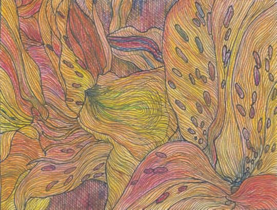 Drawing of an orange orchid