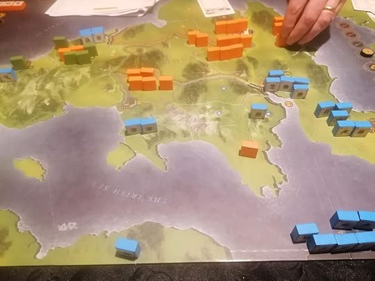 Close up of the board covering the middle of England