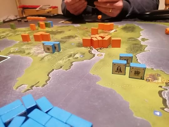 Angled shot of the board showing Charles I in the front of the image with the rest of the board behind him